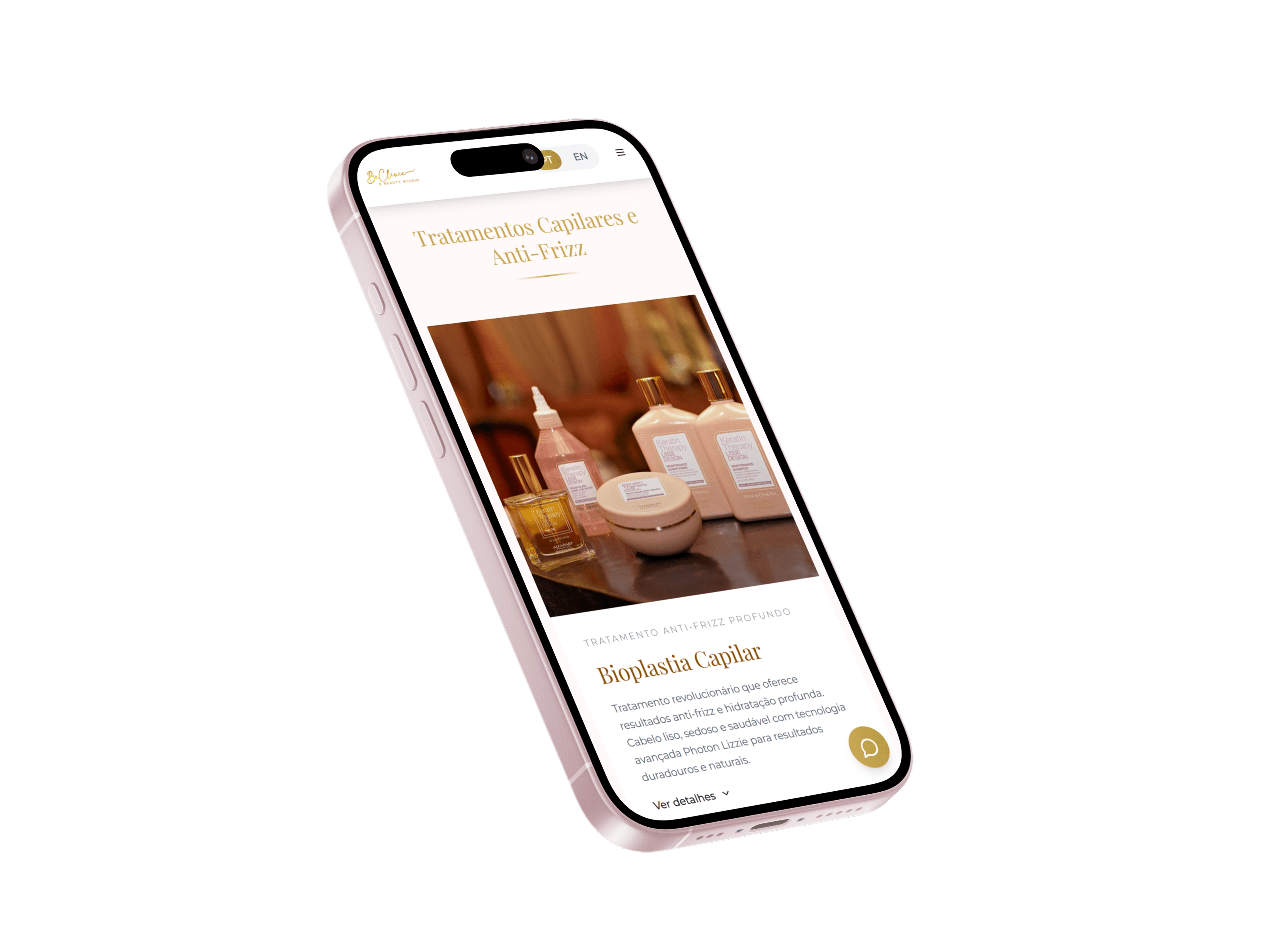 Página de productos en iPhone