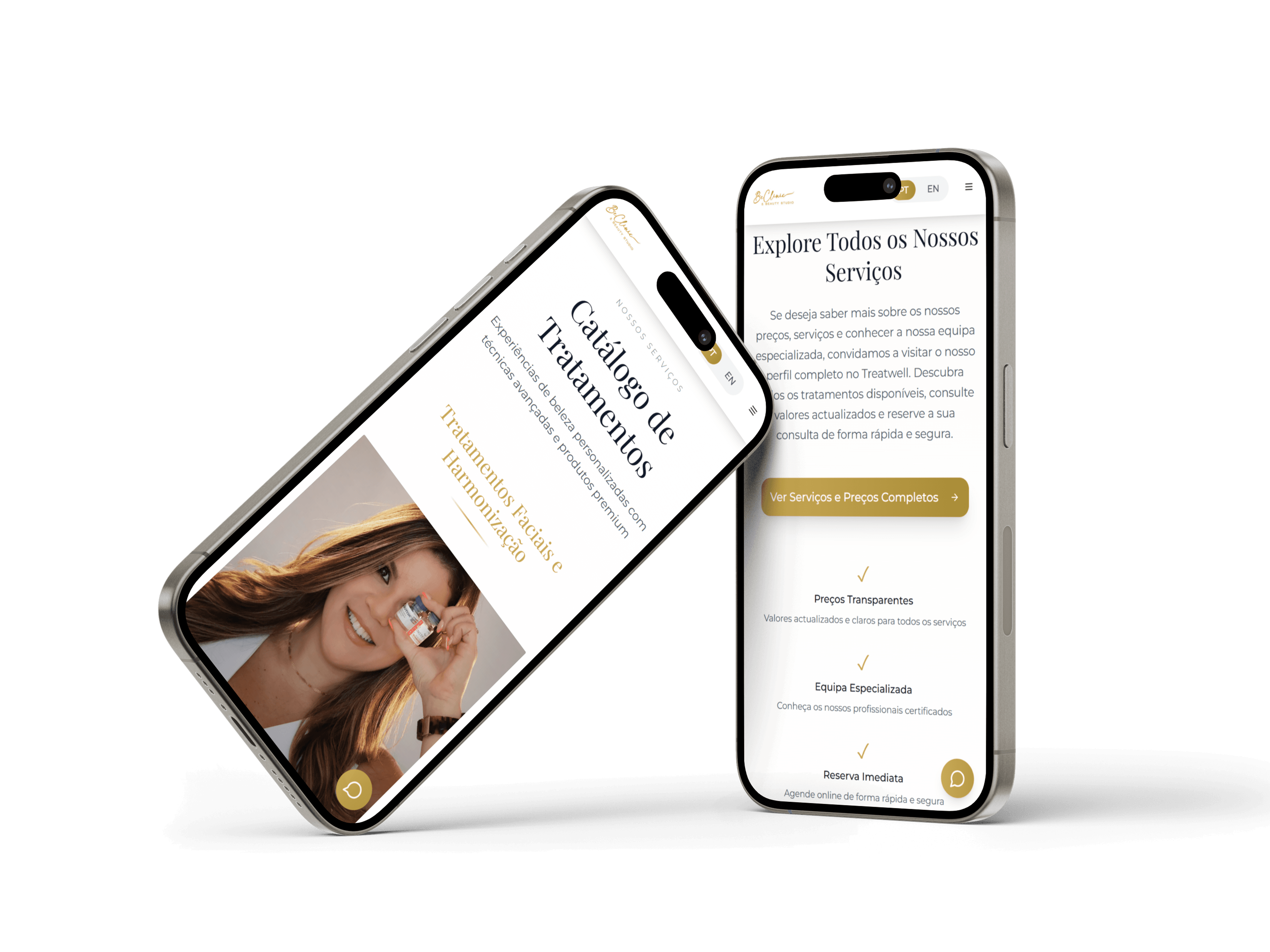 Página de tratamientos en iPhone