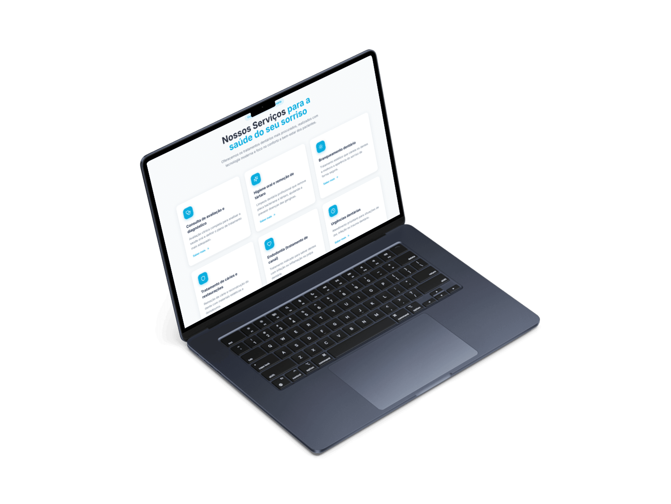 Página de servicios en laptop