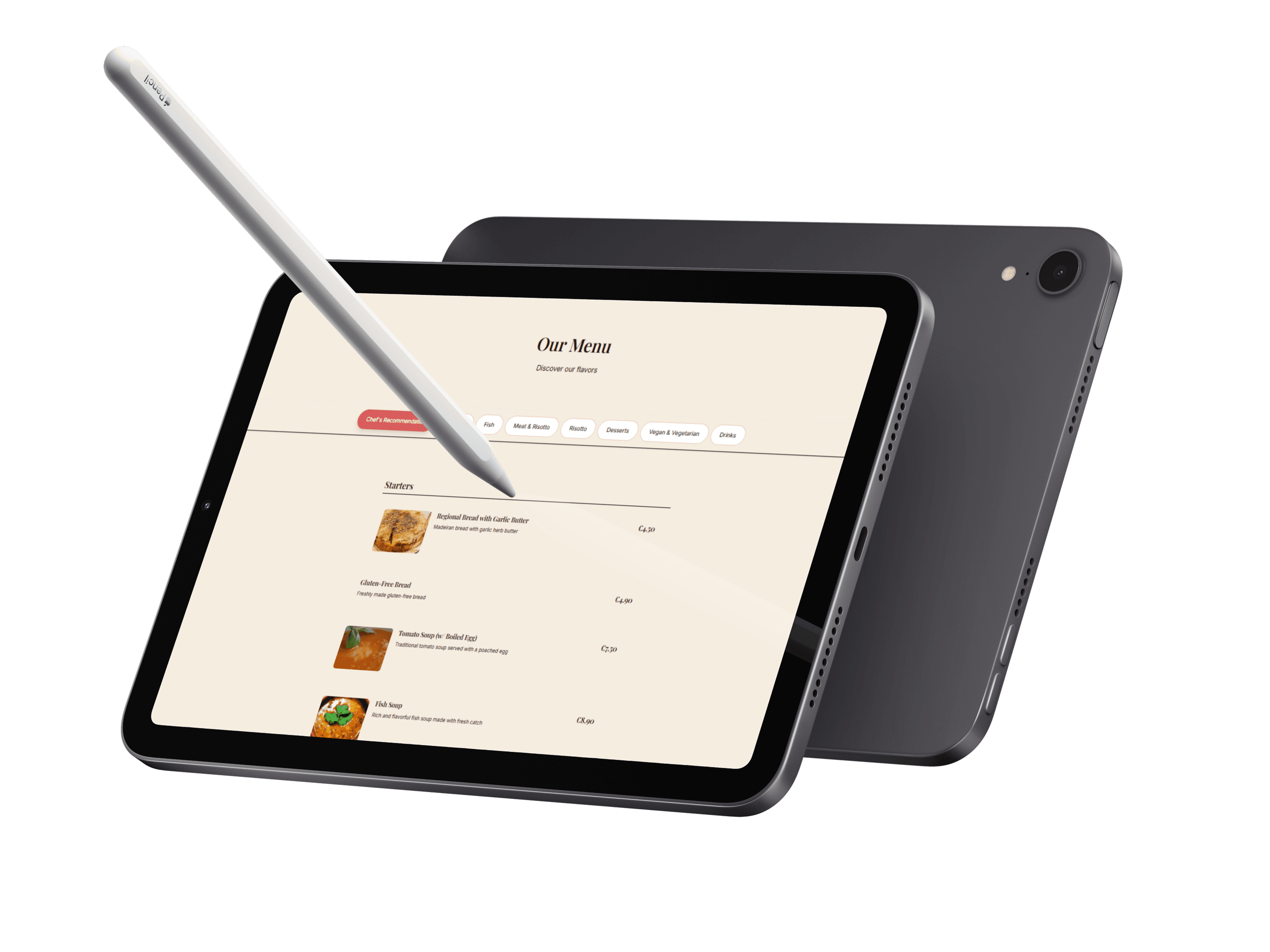 Menú digital en iPad