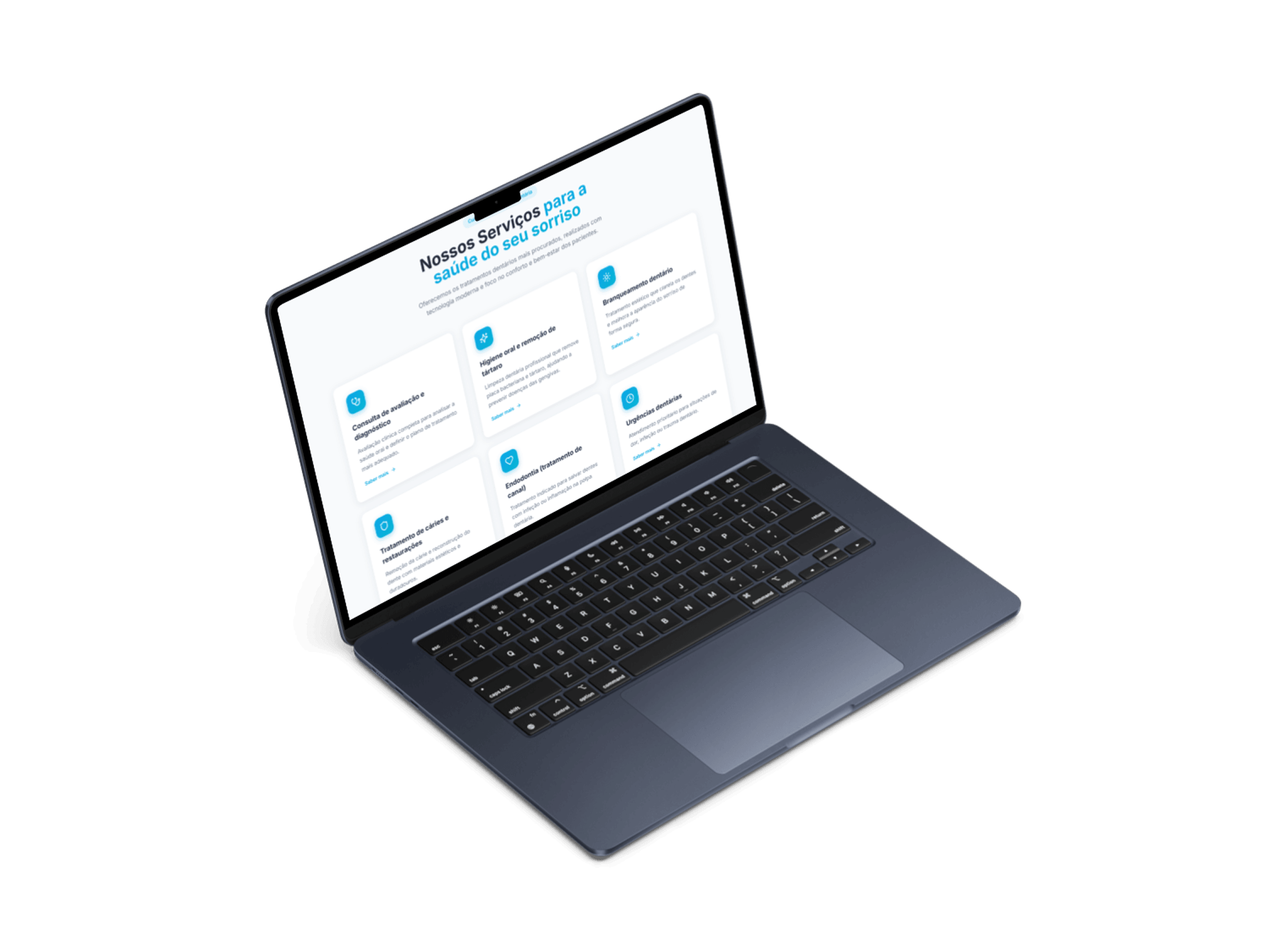 Página de servicios en laptop