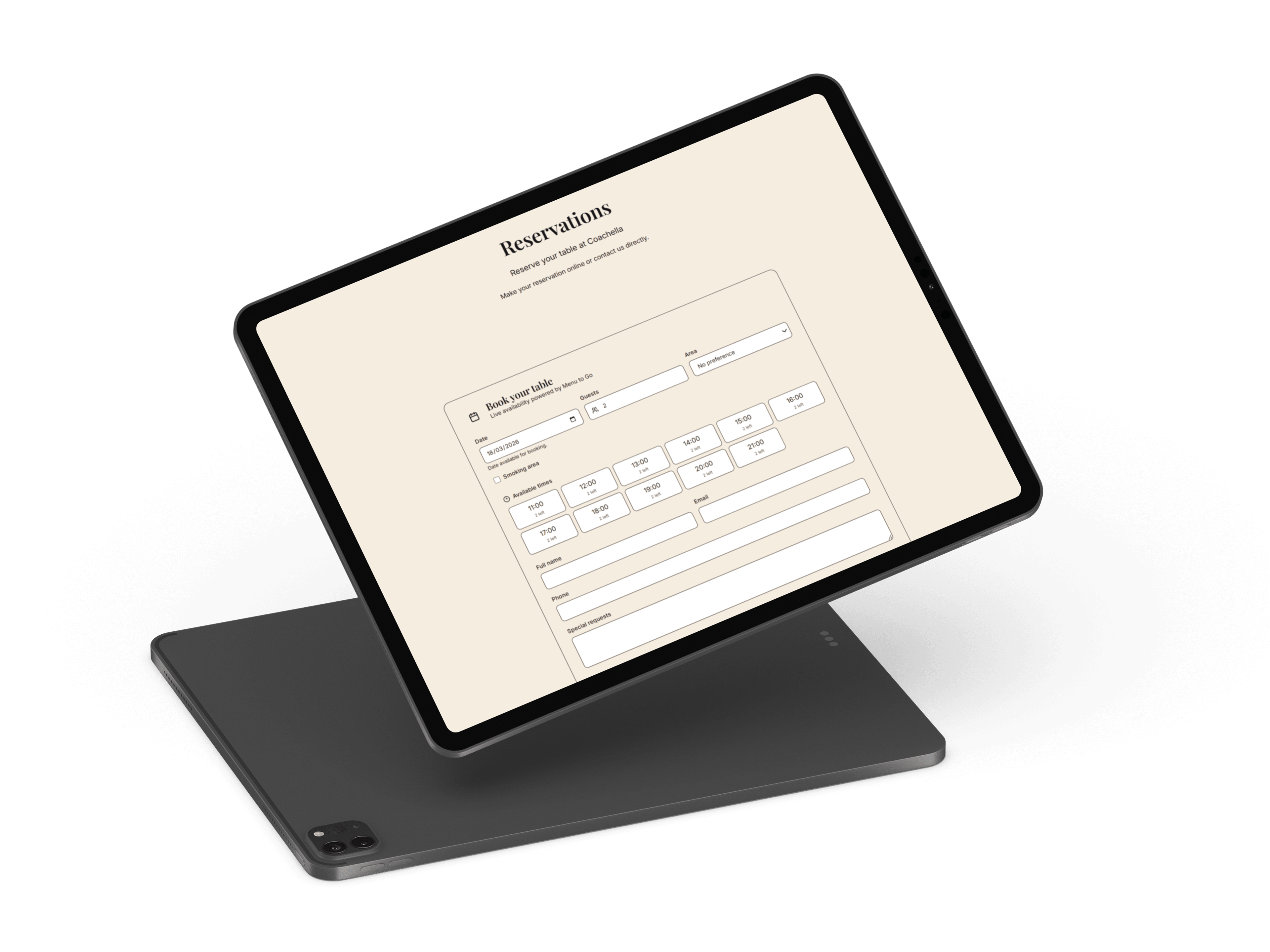 Sistema de reservas en iPad
