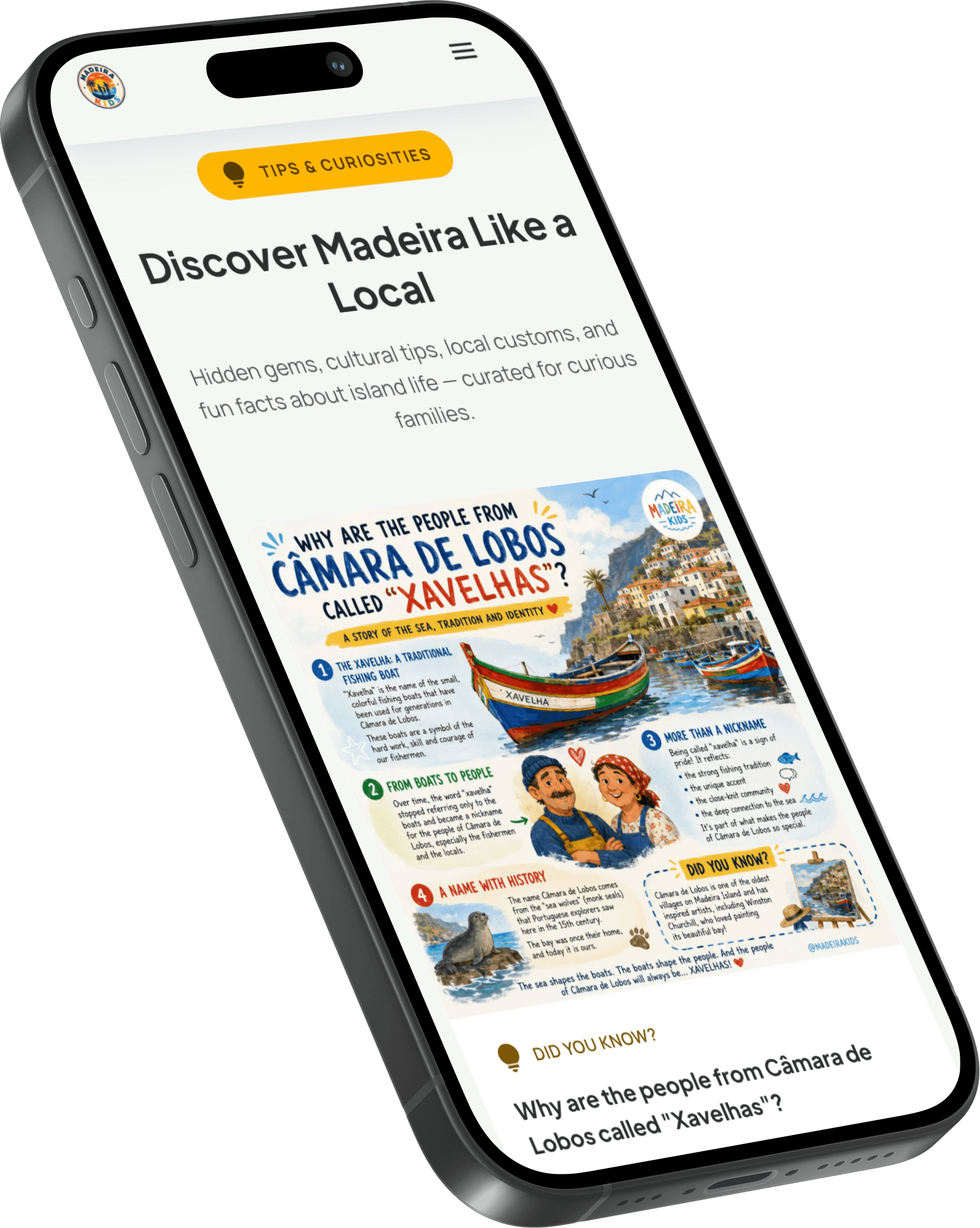 Detalhes de actividades na Madeira Kids — informação clara e acessível